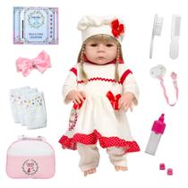 Boneca Reborn Abigail Vestido Vermelho Completa Vários Itens Boneca Reborn Abigail Vestido Vermelho Completa Vários Itens