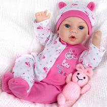 Boneca Reborn Aori Lifelike Realistic 45 cm com roupa de menina