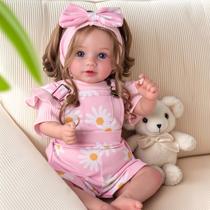 Boneca Reborn BABESIDE 51 cm Corpo de Tecido Cabelo Castanho