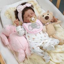 Boneca Reborn BABESIDE - Menina Negra 43cm com Roupas e Brinquedos