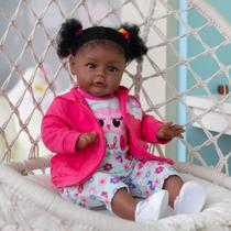Boneca Reborn Baby Doll Afro-americana de 60 cm com cabelo encaracolado
