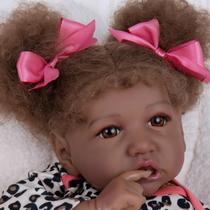 Boneca Reborn Baby Doll Black Afro-American 50cm com acessórios