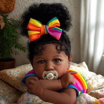 Boneca Reborn Baby Doll JIZHI Afro-American Girl 55 cm com acessórios