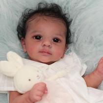 Boneca Reborn Baby Doll SCOM Black Girl 45 cm, recém-nascida realista