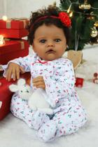 Boneca Reborn Baby Doll SCOM Black Girl 50 cm realista com roupas