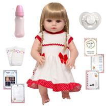 Boneca Reborn Baby Loira Vestido Lindo Diversos Acessórios Boneca Reborn Baby Loira Vestido Lindo Diversos Acessórios