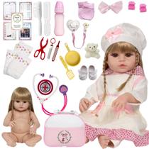 Boneca Reborn Baby Menina Loira Linda Realista 24 Itens Luxo Boneca Reborn Baby Menina Loira Linda Realista 24 Itens Luxo