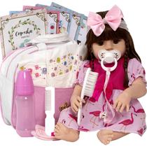Boneca Reborn Baby Menina Pode Dar Banho + 20 Itens