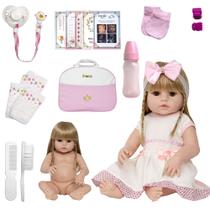 Boneca Reborn Baby Princesa Loira Fofa com Vários Acessórios