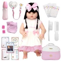 Boneca Reborn Baby Princesa Morena Banho Enxoval Completo