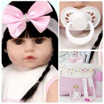 Boneca Reborn Baby Realista Morena Corpo de Vinil Siliconado