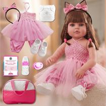 Boneca Reborn Bailarina Bebê Realista Silicone Menina Boneca Pode dar Banho Bolsa Maternidade