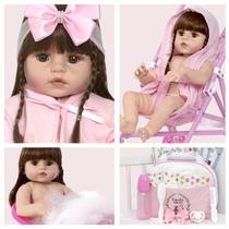 Boneca Reborn Barata Com Vários Acessórios Carrinho Infantil