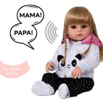 Boneca Reborn Barata Menina Pandinha Loira Fala Chora Bolsa