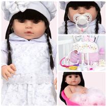 Boneca Reborn Barata Morena Bolsa Maternidade 24 Acessórios Boneca Reborn Barata Morena Bolsa Maternidade 24 Acessórios