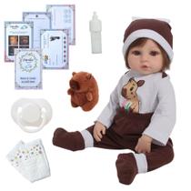 Boneca Reborn Bebê 100% Silicone Cabelo Fio a Fio Capivara