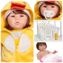 Boneca Reborn Bebê Abigail Corpinho de Vinil 48cm Acessórios