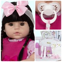 Boneca Reborn Bebê Abigail Grande de Silicone 20 Acessórios Boneca Reborn Bebê Abigail Grande de Silicone 20 Acessórios
