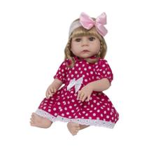 Boneca Reborn Bebê Abigail Vestido Bolinha Rosa 13 Itens