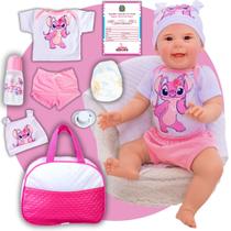 Boneca Reborn Bebê Angel Realista Em Silicone Kit Bolsa Maternidade Pode Dar Banho