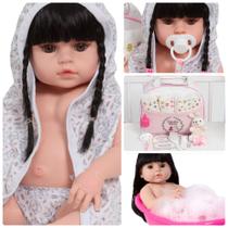 Boneca Reborn Bebê Com Chupeta Bolsa Pelúcia Coelhinho Boneca Reborn Bebê Com Chupeta Bolsa Pelúcia Coelhinho