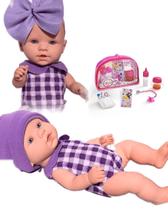 Boneca reborn bebê estilo reborn pequena com Kit acessórios para boneca ED1 Brinquedos - Pupee Brinquedos