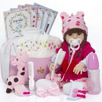 Boneca Reborn Bebê Girafinha Linda Pode Dar Banho + 22 Itens Boneca Reborn Bebê Girafinha Linda Pode Dar Banho + 22 Itens
