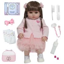 Boneca Reborn Bebê Linda 100% Vinil Bolsa Acessórios Boneca Reborn Bebê Linda 100% Vinil Bolsa Acessórios