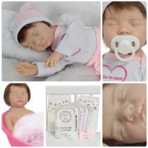Boneca Reborn Bebê Lívia Olhos Fechados Fio a Fio Realista
