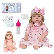 Boneca Reborn Bebe Loira 100% Vinil Siliconado Kit 13 Itens Boneca Reborn Bebe Loira 100% Vinil Siliconado Kit 13 Itens