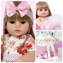 Boneca Reborn Bebê Loira Fofa Recem Nascida Enxoval Completo - Cegonha Reborn Dolls