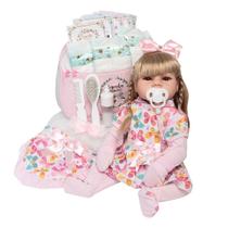 Boneca Reborn Bebê Loira Realista Fofinha + Bolsa Acessórios