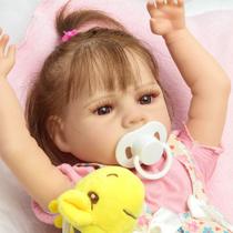 Boneca Reborn Bebê Menina Fio a Fio Silicone Pode Molhar