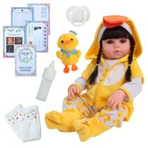Boneca Reborn Bebê Menina Princesa 100% Silicone + Kit Itens
