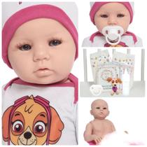Boneca Reborn Bebê Menina Realista Abigail Patrulha Rosa