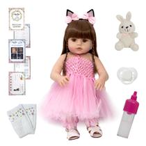 Boneca Reborn Bebê Menina Realista Corpo Silicone Acessórios