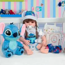 Boneca Reborn Bebê Menina Realista Roupa Stitch Com Pelúcia
