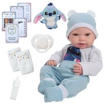 Boneca Reborn Bebê Menina Stitch Pelúcia 100% Silicone Boneca Reborn Bebê Menina Stitch Pelúcia 100% Silicone