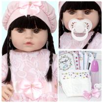 Boneca Reborn Bebê Morena 52cm Toda de Silicone Com Chupeta Boneca Reborn Bebê Morena 52cm Toda de Silicone Com Chupeta