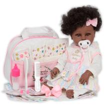 Boneca Reborn Bebê Negra Enxoval Arco Íris Completo 20 Itens