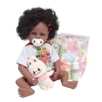 Boneca Reborn Bebê Negra Realista 100% Silicone + Acessórios Boneca Reborn Bebê Negra Realista 100% Silicone + Acessórios