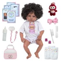 Boneca Reborn Bebê Negra Realista Silicone Bolsa Pode Banho Boneca Reborn Bebê Negra Realista Silicone Bolsa Pode Banho
