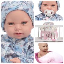 Boneca Reborn Bebê Olhos Azuis Macacão Unicórnio 42cm Boneca Reborn Bebê Olhos Azuis Macacão Unicórnio 42cm