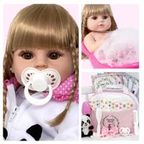 Boneca Reborn Bebê Panda 100% Silicone + Vários Acessórios