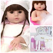 Boneca Reborn Bebê Princesa Corpo Inteiro Silicone + Itens