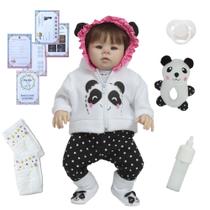 Boneca Reborn Bebê Princesa Pandinha 48cm Fio a Fio Pelúcia Boneca Reborn Bebê Princesa Pandinha 48cm Fio a Fio Pelúcia