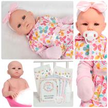 Boneca Reborn Bebê Princesa Roupa Borboleta Kit Acessórios