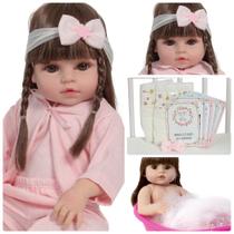 Boneca Reborn Bebê Princesa Valentina Cabelo Castanho Itens
