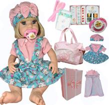 Boneca Reborn Bebê Realista 22 Itens Pronta Entrega Menina Loira Bolsa Maternidade Original Silicone Boneca Bebê Reborn