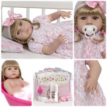 Boneca Reborn Bebê Realista Abigail Vestido Renda Enxoval